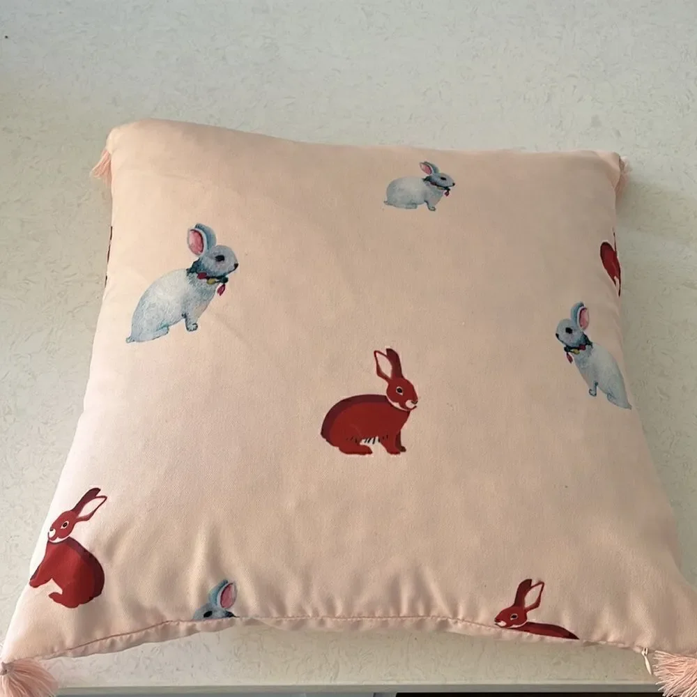 Llama and bunnies Easter / spring pillow New